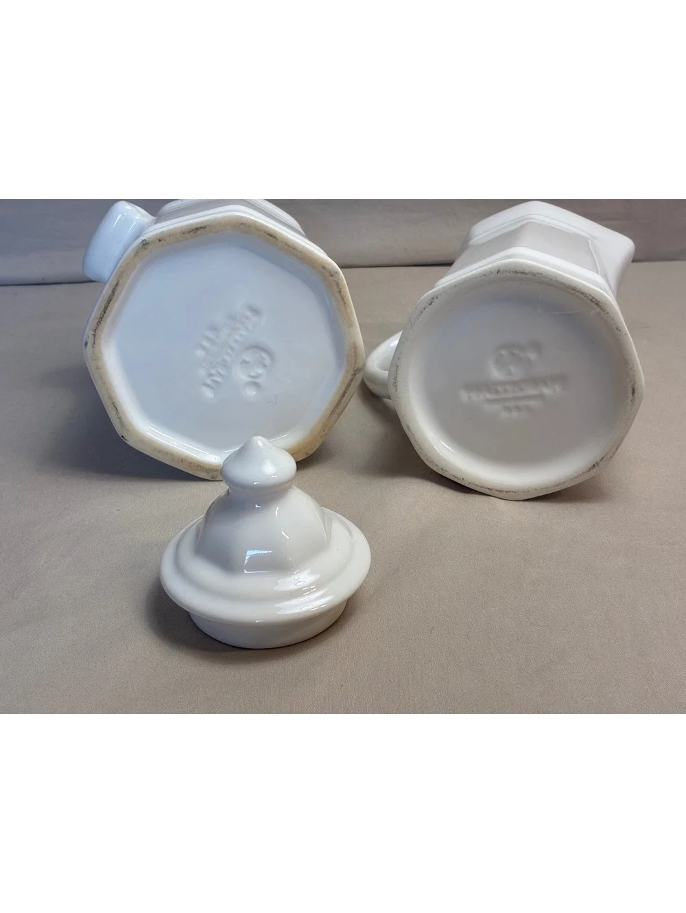 White Ceramic Sugar Bowl and Creamer Set with Lid